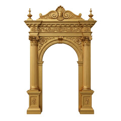 Naklejka premium An ornate, gold-colored archway with intricate carvings and decorative elements.