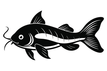 Fototapeta premium corydoras catfish silhouette line art vector illustration
