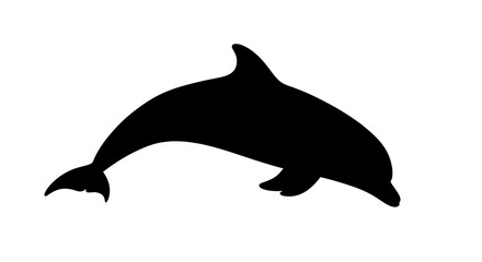 Obraz premium Black silhouette of a dolphin swimming.