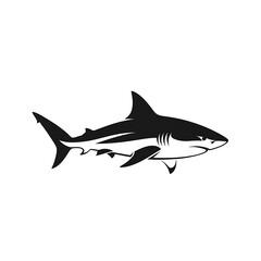 Naklejka premium Black and white shark graphic illustration.