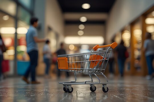 Consumer activity concept, dolly shot motion blur, defocused background
