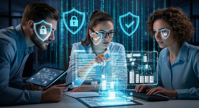 Cybersecurity Team Analyzes Holographic Data for Online Protection and Database Security Audit
