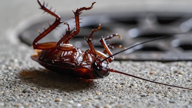 Cockroach on drain grate.