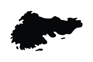 Black silhouette of a landmass resembling a stylized animal shape