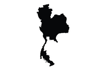 A black silhouette depicting the geographical shape of thailand