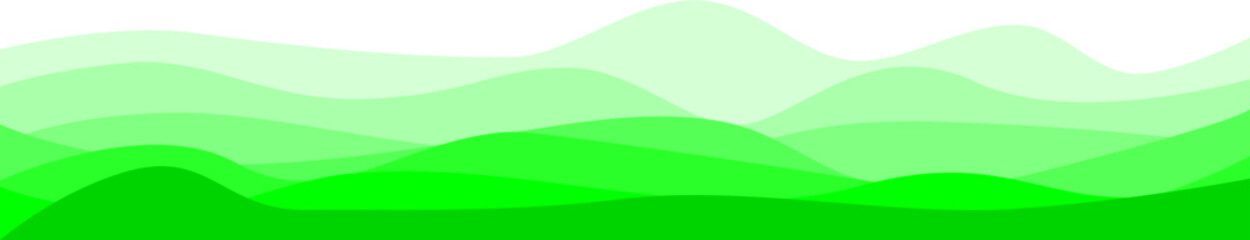 Obraz premium Layered green landscape waves on white background