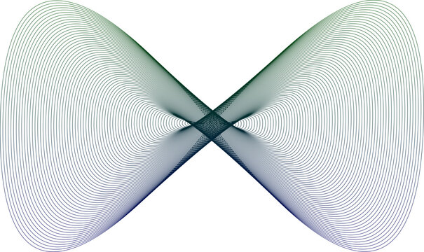 Abstract infinity symbol made of thin lines; Decorative gradient bow line art