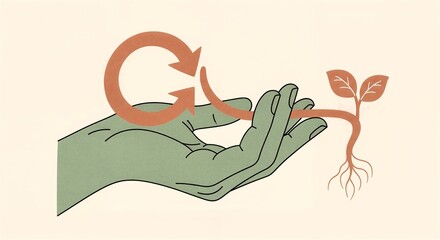 Hand Holding a Plant Illustration