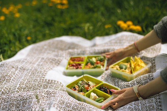 Hands gather wild stinging nettles amidst a grassy landscape showcasing the beauty of slow living and intentionality in rural settings while nurturing wellness and simplicity