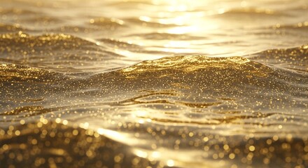 Calm Ocean at Sunset with Sparkling Lights