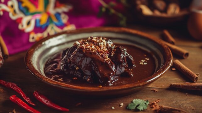 Mole negro dish celebrating dia de los muertos in mexico