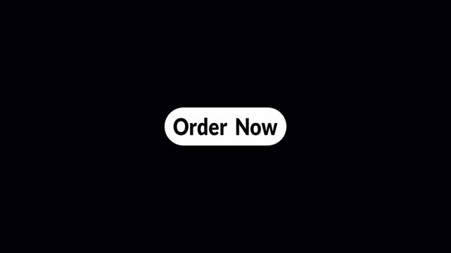order now button animation on transparent background. Click on order now button with mouse cursor,online shopping click button, modern web interface with alpha channel in 4k.
