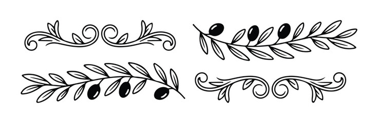 Olive branch and laurel wreath vector set featuring botanical ornaments and elegant borders © MST