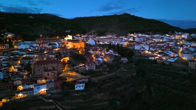 Aerial view of Yeste, Albacete province, Castilla-La Mancha, Spain
