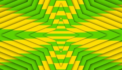 Abstract Green and Yellow Geometric Star Pattern Background with Stripes