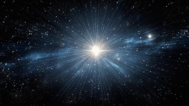 Bright celestial body bursting with light amidst a starry cosmos