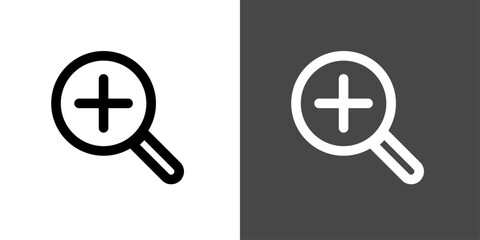 シンプルな虫めがねのアイコン　プラス