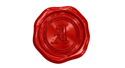 Red wax seal stamp with calligraphic letter a vintage design art
