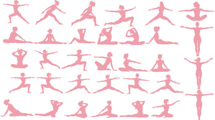 ヨガをする女性のシルエットイラスト