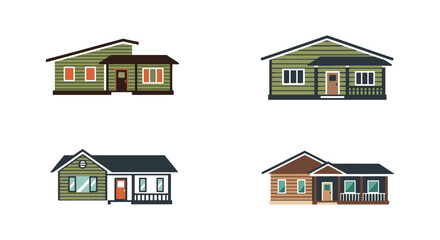 Ranch House Line art modern soft tone illustration