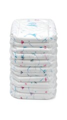 A stack of white sanitary napkins with colorful designs