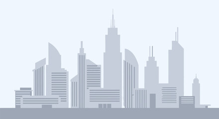 Fototapeta premium City Skyline Silhouette Modern Skyscrapers Urban Landscape.