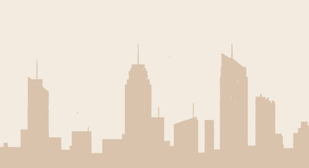 Obraz premium City Skyline Silhouette Modern Skyscrapers Urban Landscape.