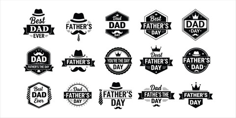 Obraz premium Collection of father's day logos and badges