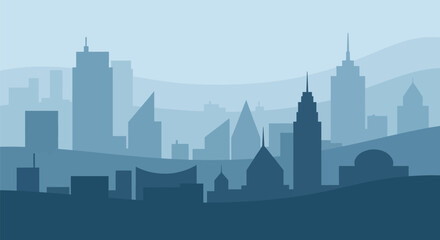 Fototapeta premium City Skyline Silhouette with Skyscrapers and Towers.