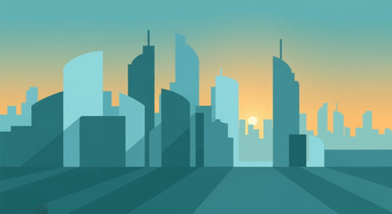 Obraz premium City Skyline with Modern Skyscrapers Illustration.