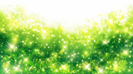 フレッシュな春や森林浴イメージ　新緑のように爽やかなライムグリーンと光の粒子が輝く幻想的な背景素材