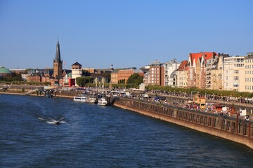 Fototapeta premium Dusseldorf city skyline, Germany. City seen from River Rhine.