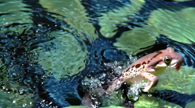 Amphibian wildlife in natural environment or pond concept.