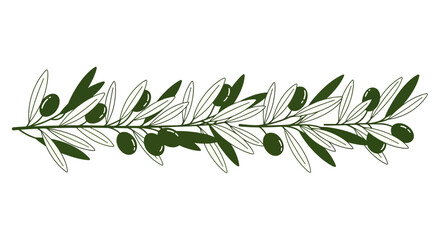 Obraz premium Olive branch with green leaves and fruits