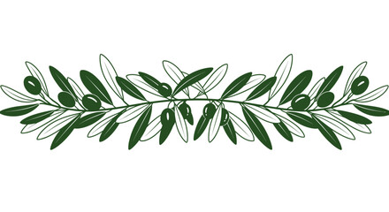 Olive branch with green leaves and berries