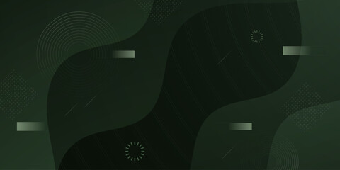 Abstract dark green wave fluid banner background. Simple and trendy fluid liquid shapes pattern element concept design.