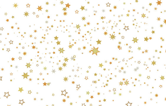 Abstract gold stars confetti falling on a white background for festive celebrations and special occ