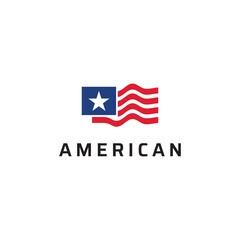 Simple american flag abstract logo template design.