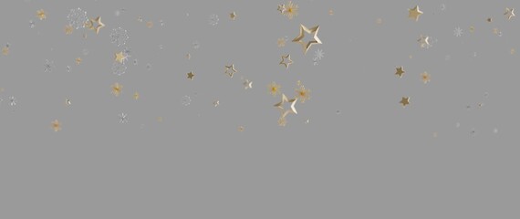 Elegant gold stars and snowflakes floating on a gray background, perfect for holiday greetings and © vegefox.com