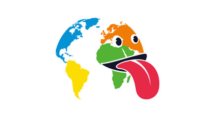 Fototapeta premium Colorful World Map Tongue Illustration.