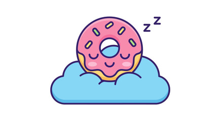 Fototapeta premium Sleeping Donut on Cloud Dreaming.