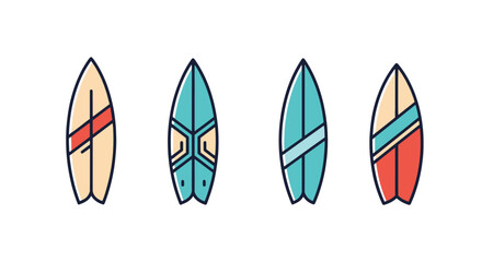 Signed Surfboard clean line color vector