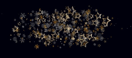 Stunning abstract background featuring gold stars and silver snowflakes. Perfect for seasonal greetings, celebra © vegefox.com