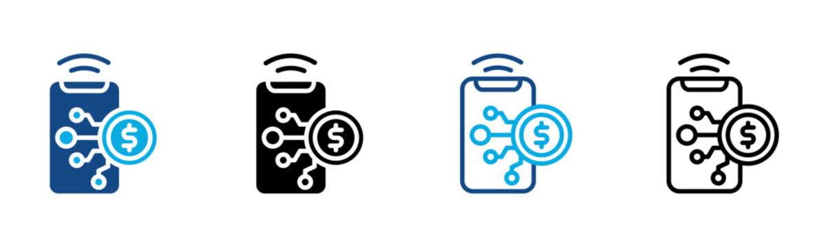 Digital Money Icon Multiple Style Vector Illustration