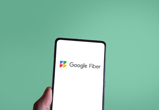 Google Fiber logo on a smartphone screen.  Link&ouml;ping, &Ouml;sterg&ouml;tland, Sweden. 03-02-2026. 