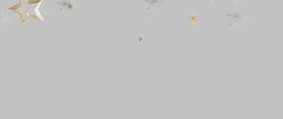 Christmas stars and snowflakes on a gray background, perfect for holiday greetings and designs. Pea © vegefox.com