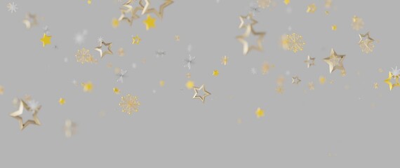 Abstract design with golden stars and snowflakes, perfect for holiday greetings and celebrations. © vegefox.com