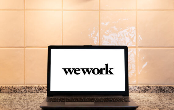 Wework logo on a laptop screen. Link&ouml;ping, &Ouml;sterg&ouml;tland, Sweden 03-02-2026.