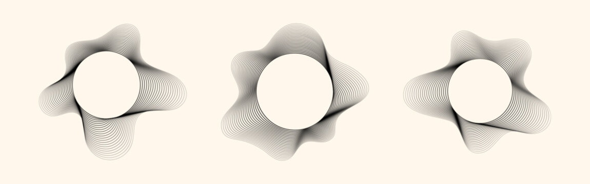 Abstract sound wave circular lines set, circular lines pattern. Vector illustration.