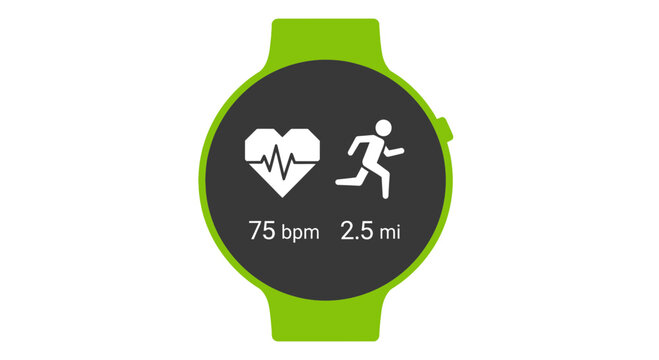 Green smartwatch with fitness tracker and heart rate monitor